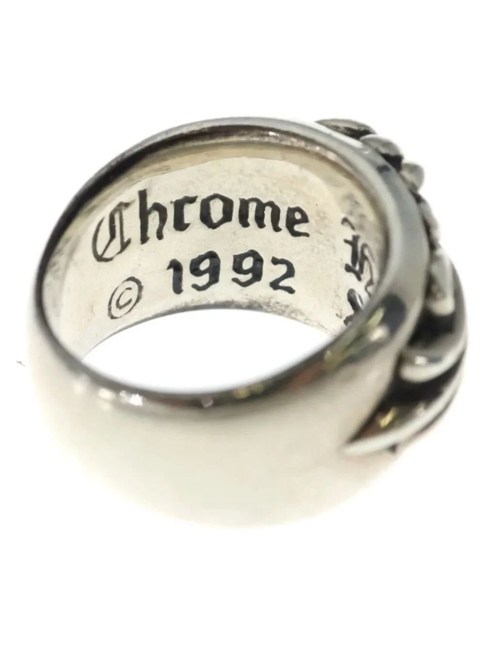 Chrome Hearts Flrl Crs Floral Cross Ring Silver